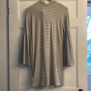 Gray and White Striped Hoodie